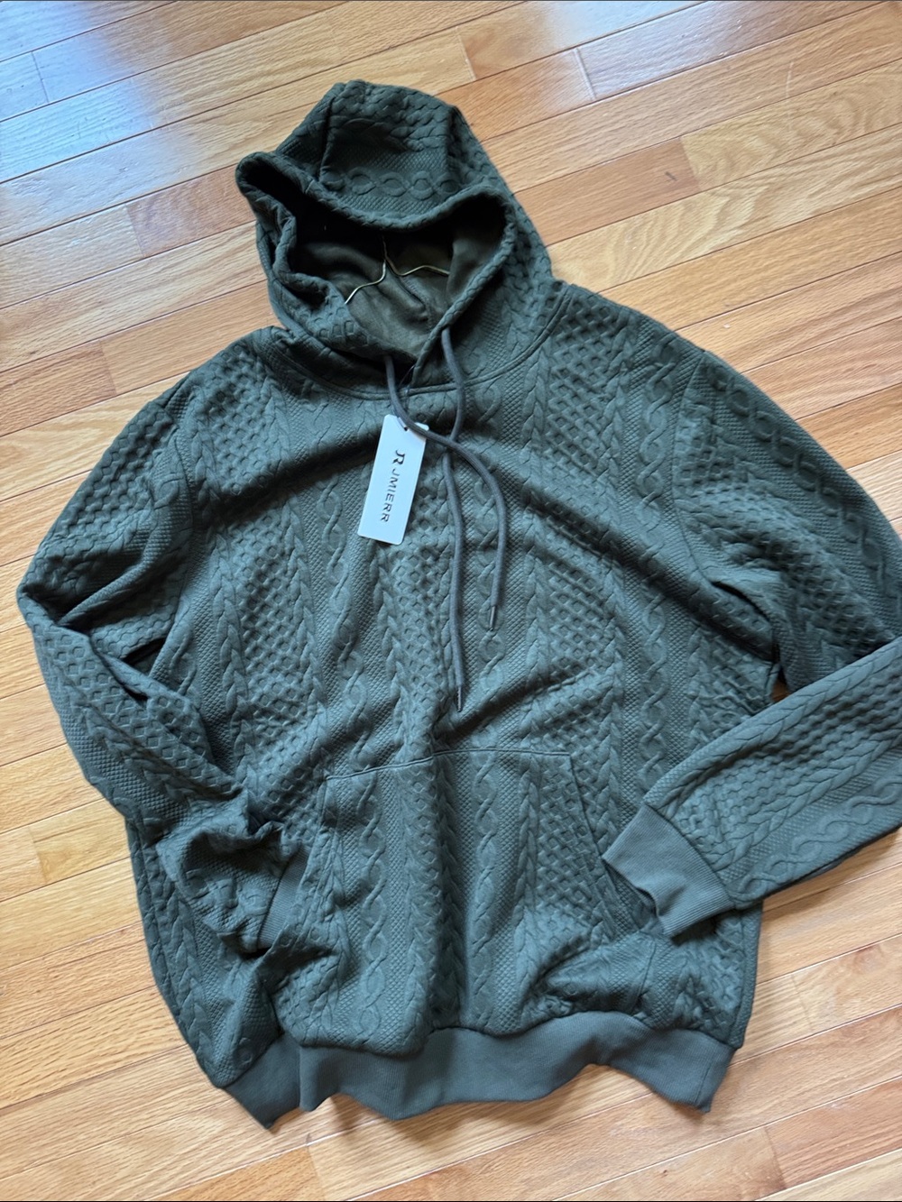 a new day Olive Green Cable-Knit Hoodie Sweatshirt